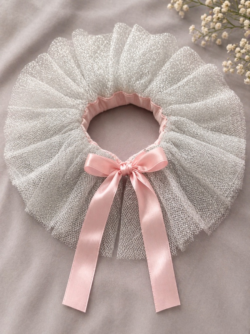 Monsoon Silver Tulle tutu baby birthday with Pink Satin Bow